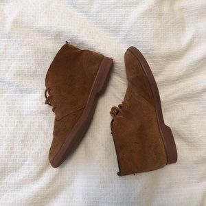 Tan suede lace up bootie